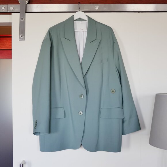Tibi Tropical Wool Liam Blazer in Mint - Picture 1 of 6